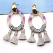 2021 trendy fancy handmade unique purple acetate dangle tassel earrings